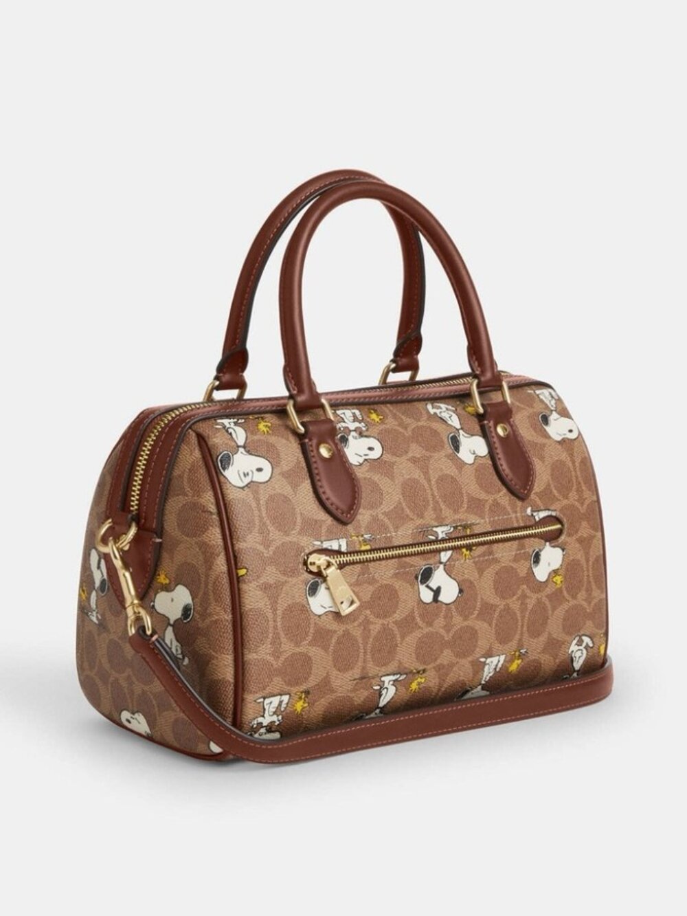 Coach X Peanuts Rowan Satchel Bag In Signature Canvas With Snoopy - Picture 2 of 7